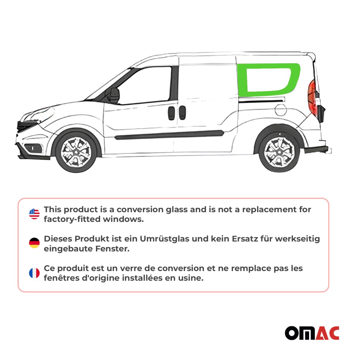RAM ProMaster City Rear Side Fixed Glass - Omac - Left (L2) - Galaxy - 2015-2022